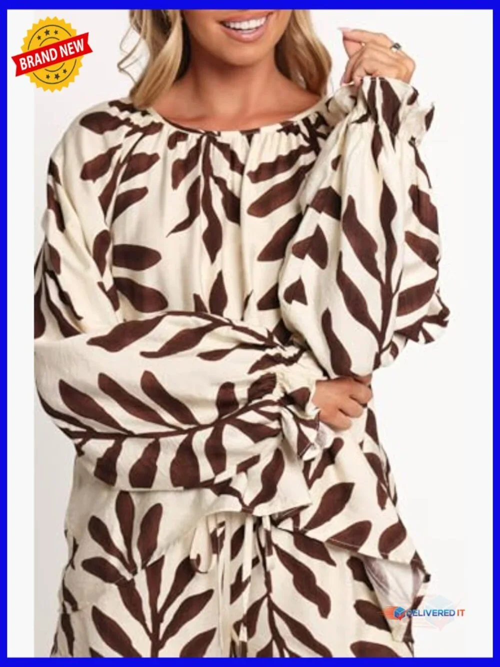 Puff-Shoulder Maxi Dress Long Sleeve Floral - Picture 4 of 4